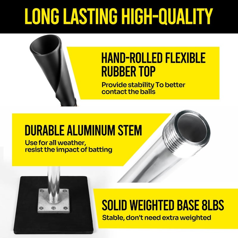 PLAYAPUT Baseball Batting Tee - Professional Hitting Tee for Baseball/Softball with Weighted Base,Flexible Rubber Top, Premium Aluminum Baseball Tee, Easy Adjust Height 24-46 inches For Kids or Adults - Image 1